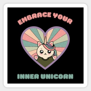 Embrace your inner unicorn - a cute kawaii caticorn Sticker